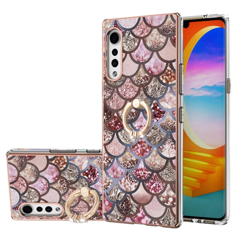 Electroplating Pattern IMD TPU Shockproof Case with Rhinestone Ring Holder, For LG Stylo 7 4G, For LG Stylo 7 5G, For LG Velvet 4G / Velvet 5G / G9