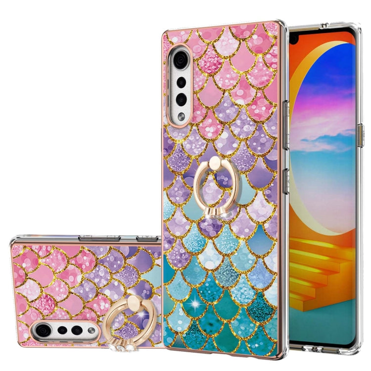 Electroplating Pattern IMD TPU Shockproof Case with Rhinestone Ring Holder, For LG Stylo 7 4G, For LG Stylo 7 5G, For LG Velvet 4G / Velvet 5G / G9