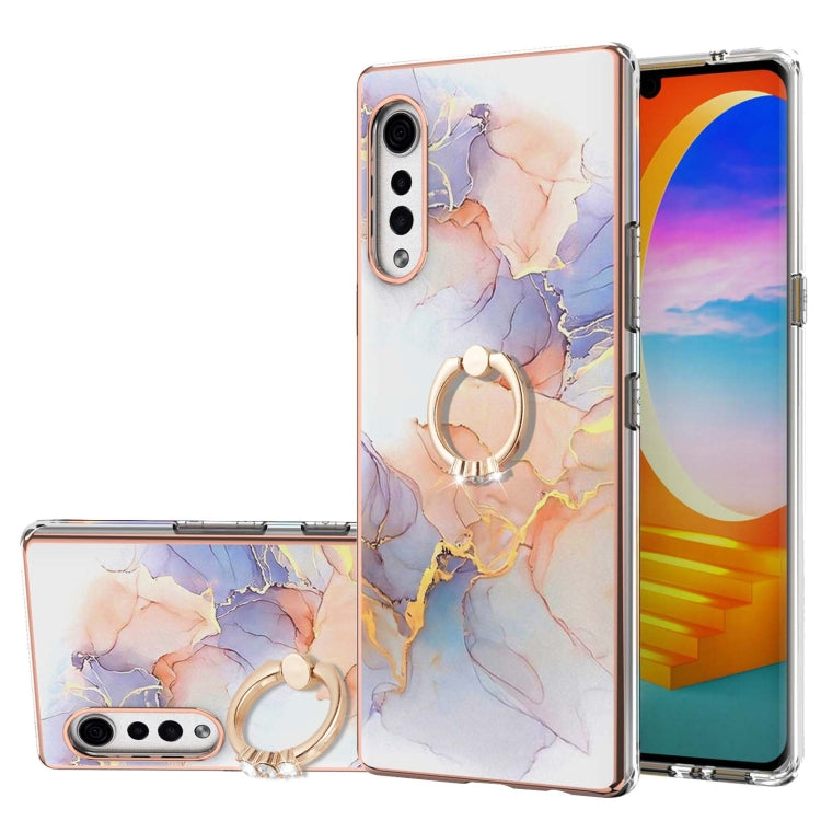 Electroplating Pattern IMD TPU Shockproof Case with Rhinestone Ring Holder, For LG Stylo 7 4G, For LG Stylo 7 5G, For LG Velvet 4G / Velvet 5G / G9