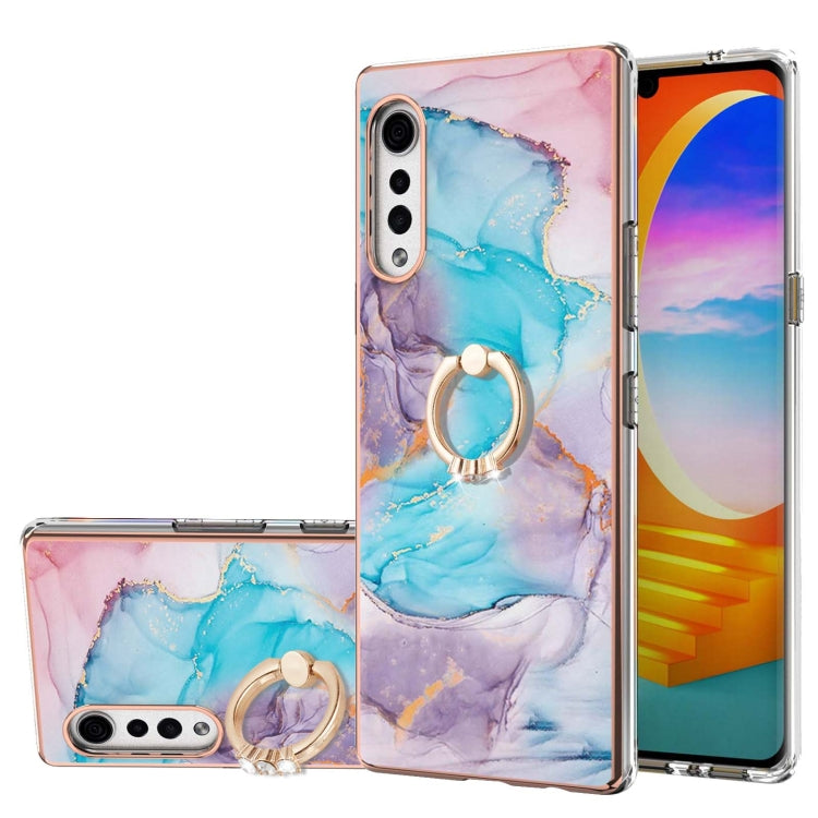 Electroplating Pattern IMD TPU Shockproof Case with Rhinestone Ring Holder, For LG Stylo 7 4G, For LG Stylo 7 5G, For LG Velvet 4G / Velvet 5G / G9