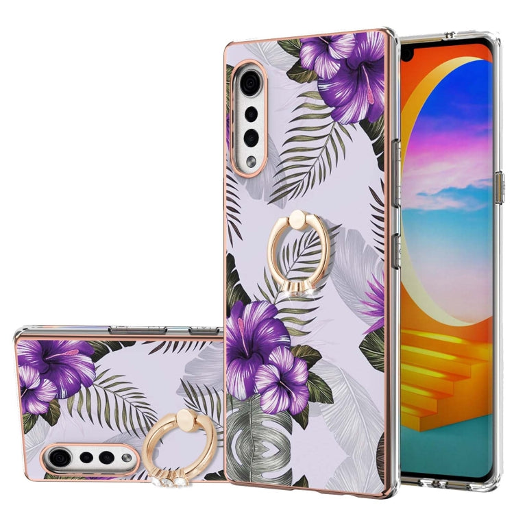 Electroplating Pattern IMD TPU Shockproof Case with Rhinestone Ring Holder, For LG Stylo 7 4G, For LG Stylo 7 5G, For LG Velvet 4G / Velvet 5G / G9