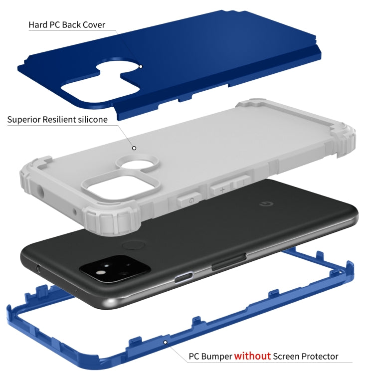 3 in 1 Shockproof PC + Silicone Protective Case, For Google Pixel 4a 5G