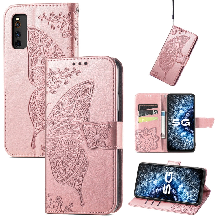 Butterfly Love Flowers Embossed Horizontal Flip Leather Case with Holder & Card Slots & Wallet & Lanyard, For vivo IQOO Neo 3, For LG Velvet 2 Pro, For Motorola Edge 20 Pro, For OPPO Reno 6Z