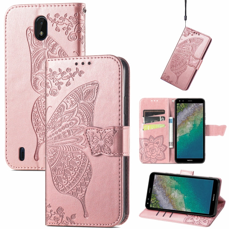 Butterfly Love Flowers Embossed Horizontal Flip Leather Case with Holder & Card Slots & Wallet & Lanyard, For Nokia C01 Plus, For Nokia XR20, For Oukitel C21, For OnePlus Nord 2 5G