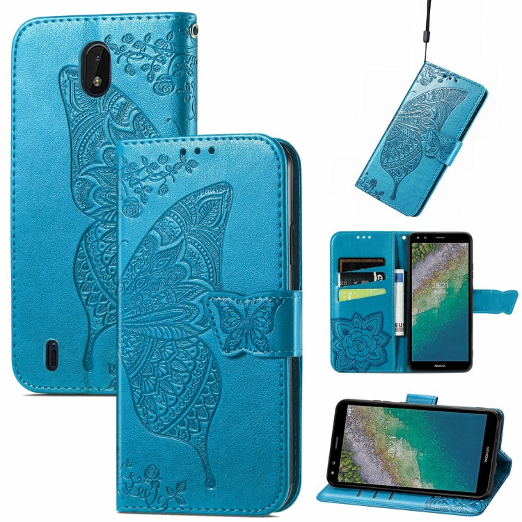 Butterfly Love Flowers Embossed Horizontal Flip Leather Case with Holder & Card Slots & Wallet & Lanyard, For Nokia C01 Plus, For Nokia XR20, For Oukitel C21, For OnePlus Nord 2 5G