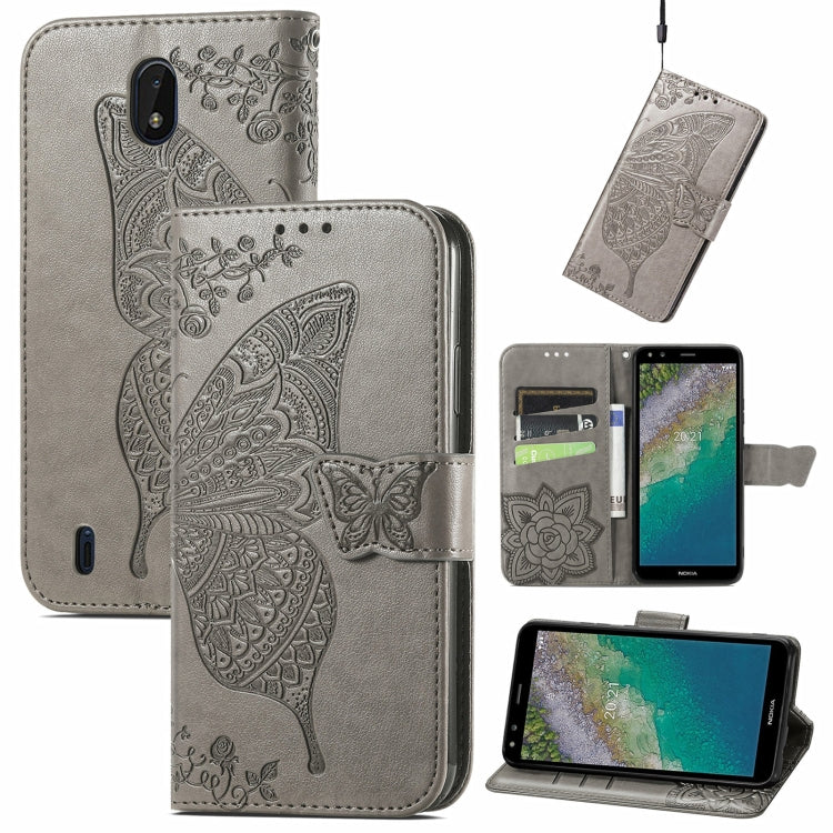 Butterfly Love Flowers Embossed Horizontal Flip Leather Case with Holder & Card Slots & Wallet & Lanyard, For Nokia C01 Plus, For Nokia XR20, For Oukitel C21, For OnePlus Nord 2 5G