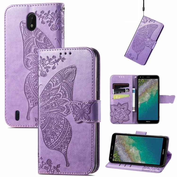 Butterfly Love Flowers Embossed Horizontal Flip Leather Case with Holder & Card Slots & Wallet & Lanyard, For Nokia C01 Plus, For Nokia XR20, For Oukitel C21, For OnePlus Nord 2 5G