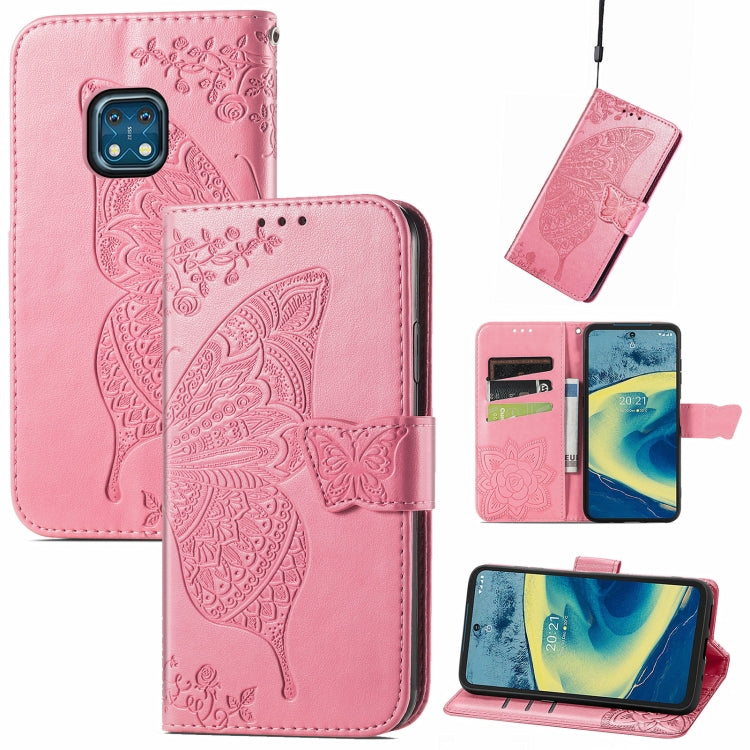 Butterfly Love Flowers Embossed Horizontal Flip Leather Case with Holder & Card Slots & Wallet & Lanyard, For Nokia C01 Plus, For Nokia XR20, For Oukitel C21, For OnePlus Nord 2 5G