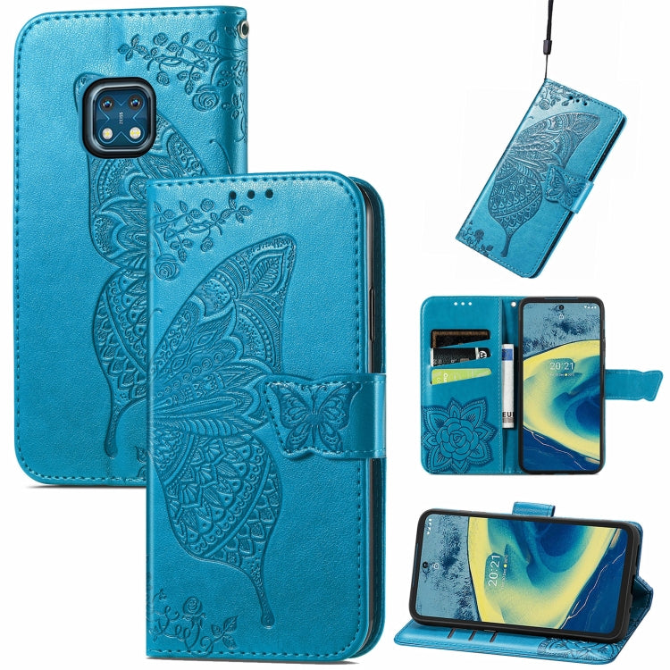 Butterfly Love Flowers Embossed Horizontal Flip Leather Case with Holder & Card Slots & Wallet & Lanyard, For Nokia C01 Plus, For Nokia XR20, For Oukitel C21, For OnePlus Nord 2 5G