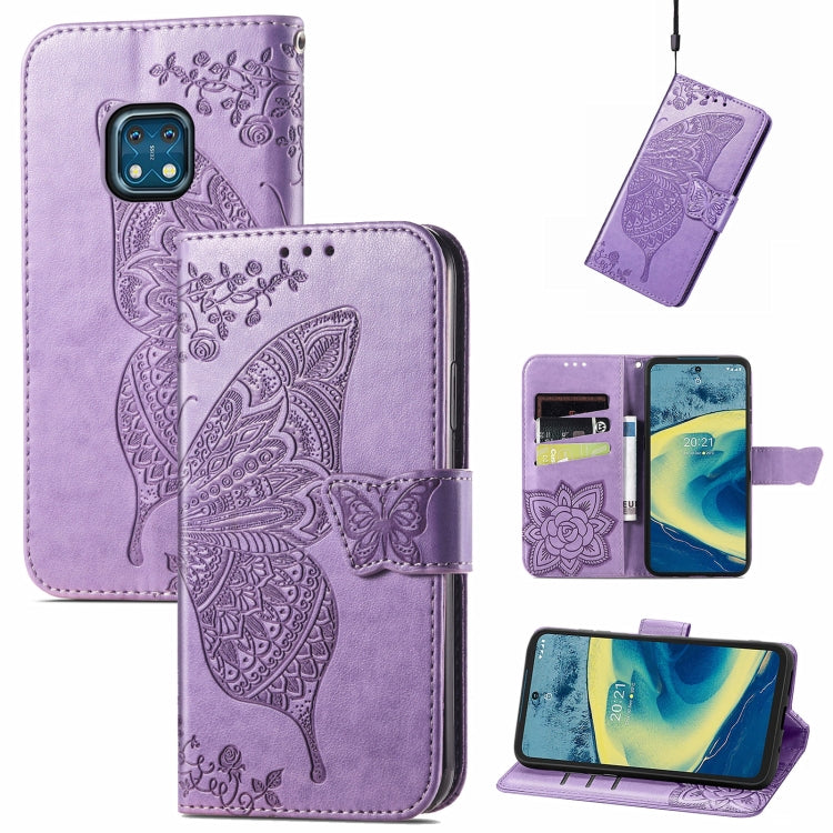 Butterfly Love Flowers Embossed Horizontal Flip Leather Case with Holder & Card Slots & Wallet & Lanyard, For Nokia C01 Plus, For Nokia XR20, For Oukitel C21, For OnePlus Nord 2 5G