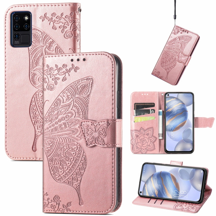 Butterfly Love Flowers Embossed Horizontal Flip Leather Case with Holder & Card Slots & Wallet & Lanyard, For Nokia C01 Plus, For Nokia XR20, For Oukitel C21, For OnePlus Nord 2 5G