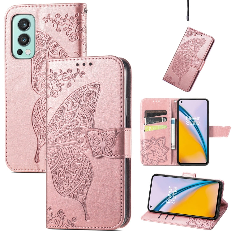 Butterfly Love Flowers Embossed Horizontal Flip Leather Case with Holder & Card Slots & Wallet & Lanyard, For Nokia C01 Plus, For Nokia XR20, For Oukitel C21, For OnePlus Nord 2 5G