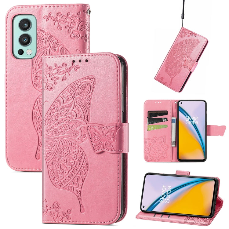 Butterfly Love Flowers Embossed Horizontal Flip Leather Case with Holder & Card Slots & Wallet & Lanyard, For Nokia C01 Plus, For Nokia XR20, For Oukitel C21, For OnePlus Nord 2 5G