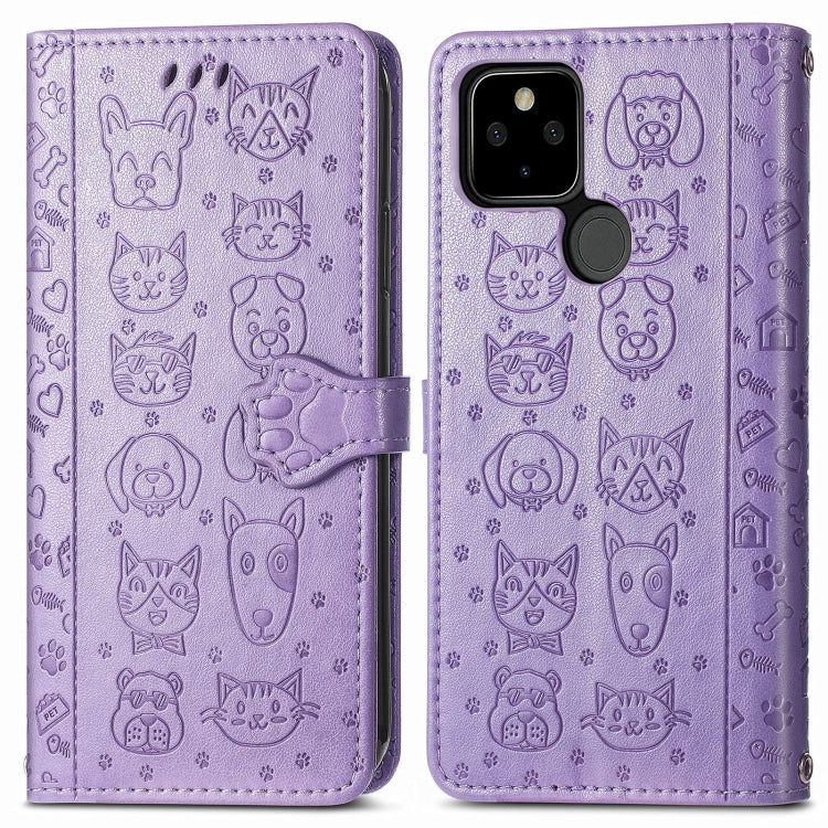 Lovely Cat and Dog Embossing Pattern Horizontal Flip Leather Case , with Holder & Card Slots & Wallet & Cartoon Clasp & Lanyard, For Google Pixel 5a 5G, For LG Velvet 2 Pro, For Motorola Edge 20 Pro, For OPPO Reno6 Z