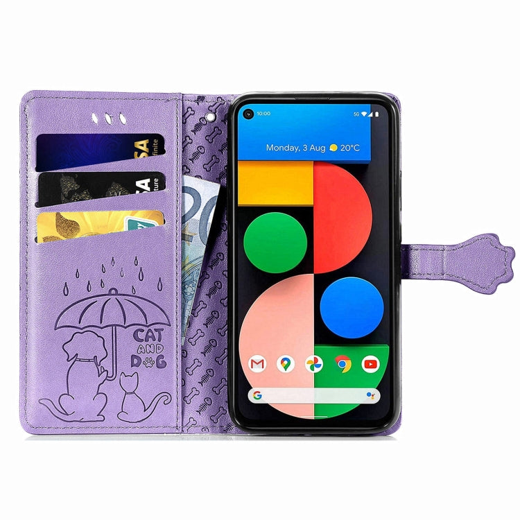 Lovely Cat and Dog Embossing Pattern Horizontal Flip Leather Case , with Holder & Card Slots & Wallet & Cartoon Clasp & Lanyard, For Google Pixel 5a 5G, For LG Velvet 2 Pro, For Motorola Edge 20 Pro, For OPPO Reno6 Z