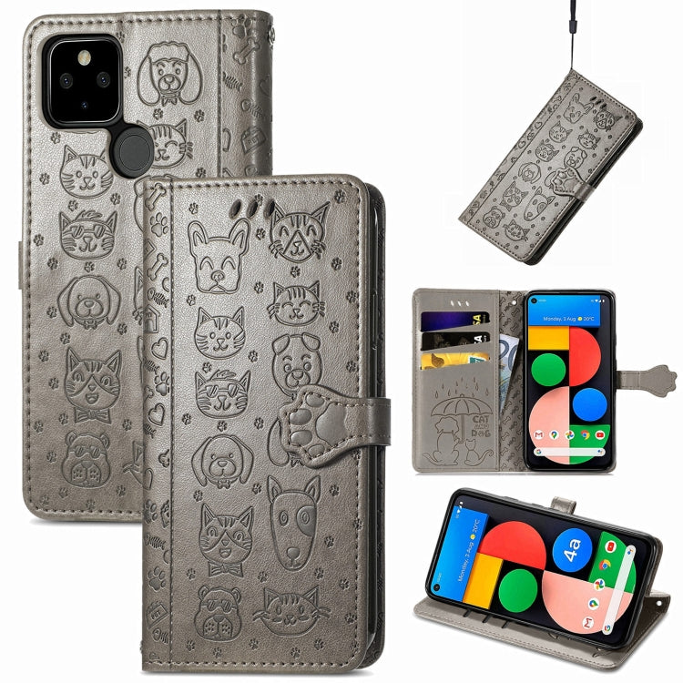 Lovely Cat and Dog Embossing Pattern Horizontal Flip Leather Case , with Holder & Card Slots & Wallet & Cartoon Clasp & Lanyard, For Google Pixel 5a 5G, For LG Velvet 2 Pro, For Motorola Edge 20 Pro, For OPPO Reno6 Z