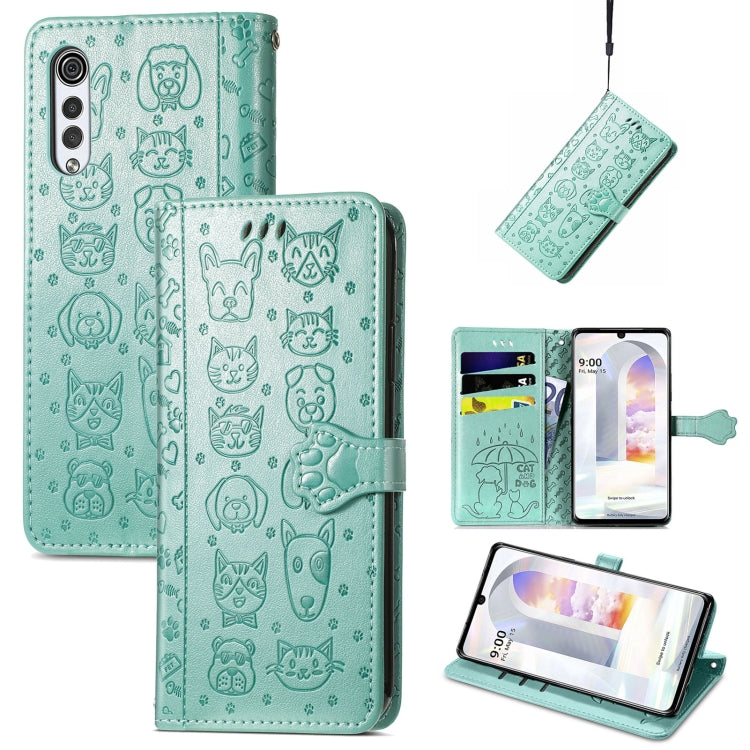 Lovely Cat and Dog Embossing Pattern Horizontal Flip Leather Case , with Holder & Card Slots & Wallet & Cartoon Clasp & Lanyard, For Google Pixel 5a 5G, For LG Velvet 2 Pro, For Motorola Edge 20 Pro, For OPPO Reno6 Z