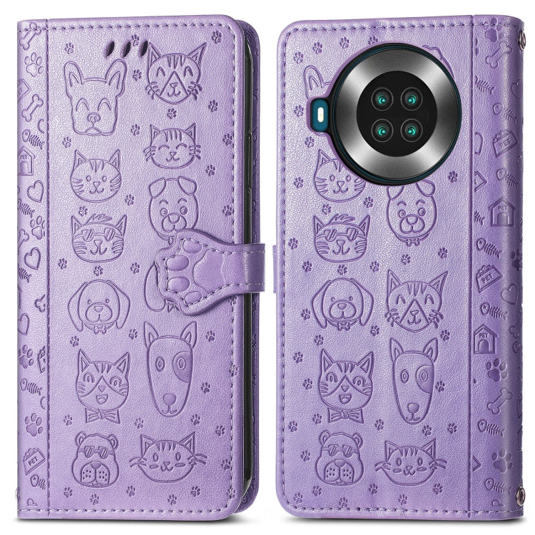 Lovely Cat and Dog Embossing Pattern Horizontal Flip Leather Case , with Holder & Card Slots & Wallet & Cartoon Clasp & Lanyard