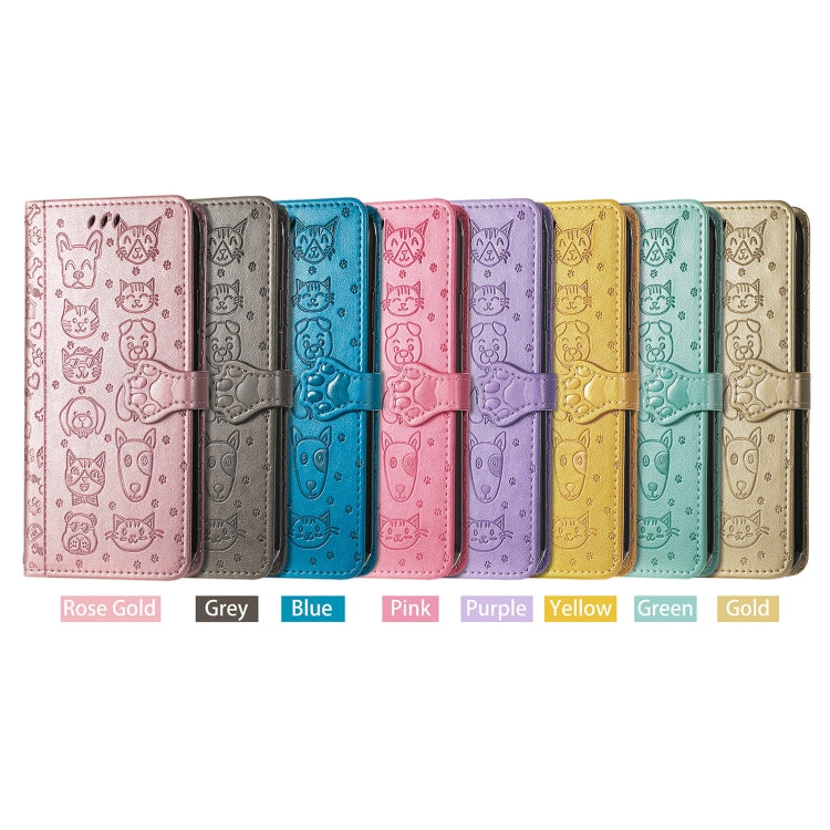Lovely Cat and Dog Embossing Pattern Horizontal Flip Leather Case , with Holder & Card Slots & Wallet & Cartoon Clasp & Lanyard