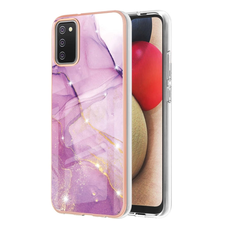 Electroplating Marble Pattern Dual-side IMD TPU Shockproof Case, For Samsung Galaxy A02s EU Version