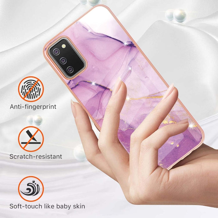 Electroplating Marble Pattern Dual-side IMD TPU Shockproof Case, For Samsung Galaxy A02s EU Version