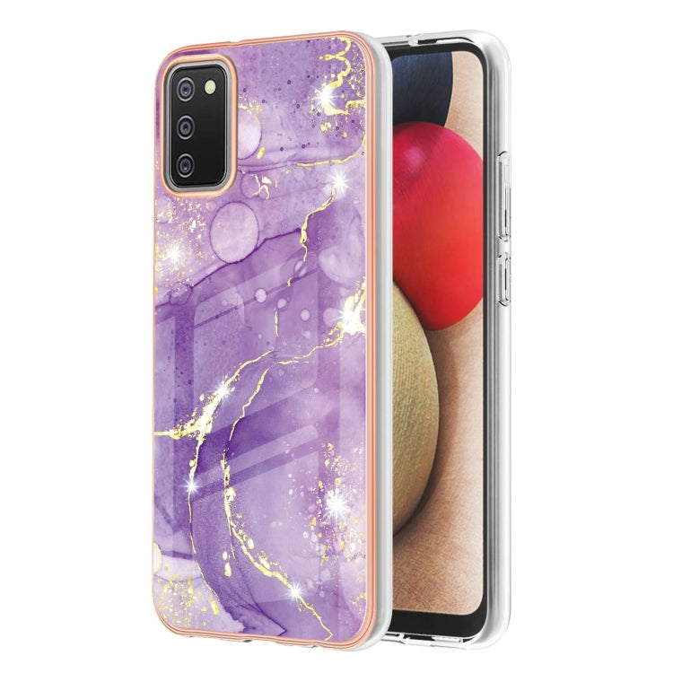 Electroplating Marble Pattern Dual-side IMD TPU Shockproof Case, For Samsung Galaxy A02s EU Version