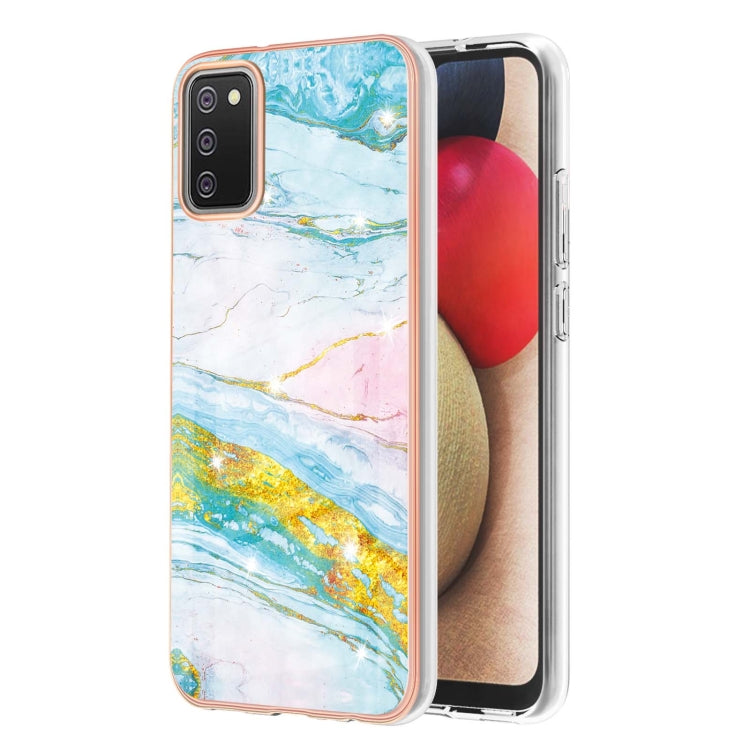 Electroplating Marble Pattern Dual-side IMD TPU Shockproof Case, For Samsung Galaxy A02s EU Version