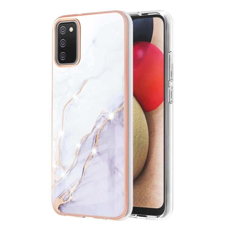 Electroplating Marble Pattern Dual-side IMD TPU Shockproof Case, For Samsung Galaxy A02s EU Version