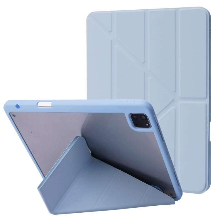 Deformation Transparent Acrylic Horizontal Flip PU Leather Case with Multi-folding Holder & Sleep / Wake-up Function & Pen Slot, For iPad Air 2022 / 2020 10.9, For iPad Pro 11.0 2021 / 2020 / 2018, For iPad 9.7 2017 / 2018 / Pro 9.7