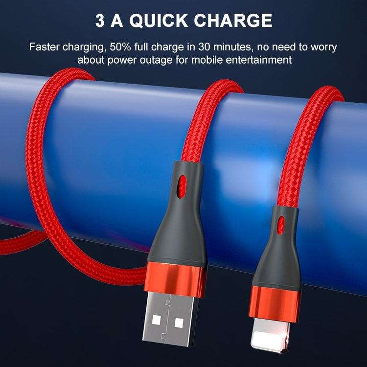 ADC-001 3A USB to 8 Pin Weave Fast Charging Data Cable, 1m 8 Pin, 2m 8 Pin