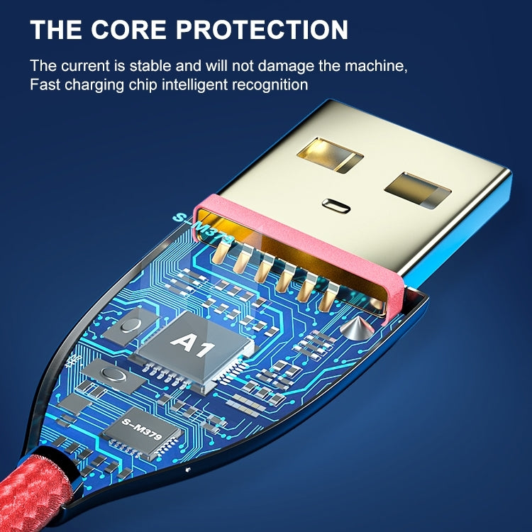 ADC-001 3A USB to 8 Pin Weave Fast Charging Data Cable, 1m 8 Pin, 2m 8 Pin