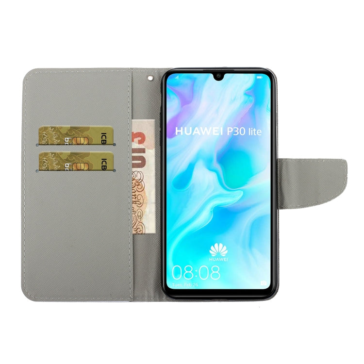 3D Colored Drawing Horizontal Flip PU Leather Case with Holder & Card Slots & Wallet, For Huawei P30 Lite