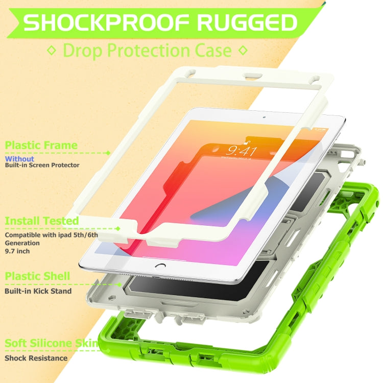 Shockproof Colorful Silicone + Beige PC Tablet Protective Case with Holder & Shoulder Strap, For iPad 9.7 2018 / 2017, For Samsung Galaxy Tab A7 2020 T500