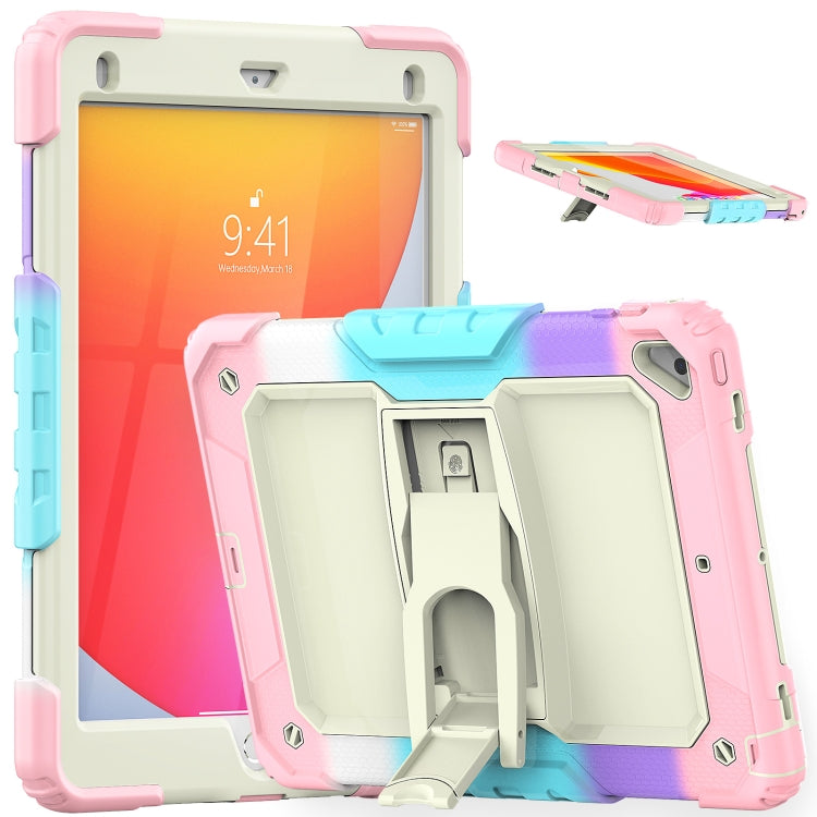 Shockproof Colorful Silicone + Beige PC Tablet Protective Case with Holder & Shoulder Strap, For iPad 9.7 2018 / 2017, For Samsung Galaxy Tab A7 2020 T500