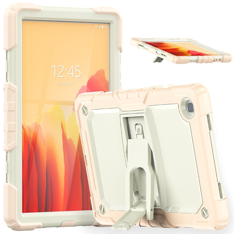 Shockproof Colorful Silicone + Beige PC Tablet Protective Case with Holder & Shoulder Strap, For iPad 9.7 2018 / 2017, For Samsung Galaxy Tab A7 2020 T500