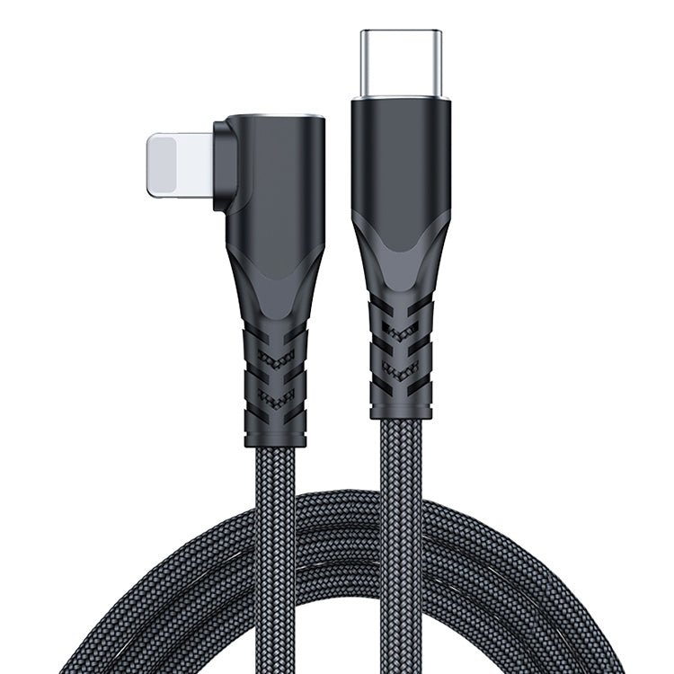 6A PD 20W USB-C / Type-C to 8 Pin Elbow Mobile Phone Data Cable, 1m, 2m