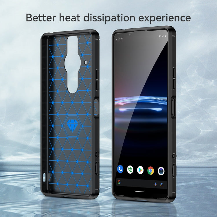 Brushed Carbon Fiber Texture TPU Phone Case, For Sony Xperia Pro-I