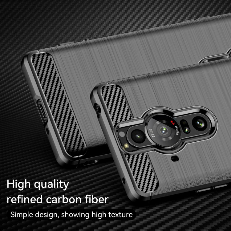 Brushed Carbon Fiber Texture TPU Phone Case, For Sony Xperia Pro-I