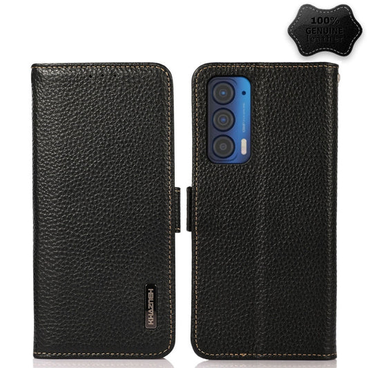 KHAZNEH Side-Magnetic Litchi Genuine Leather RFID Case, For Motorola Edge 2021, For Motorola Moto E7 Power, For Motorola Moto E20 / E40, For Motorola Edge 20, For Motorola Edge 20 Lite, For Motorola Edge 20 Pro, For Motorola Edge S 5G / G100