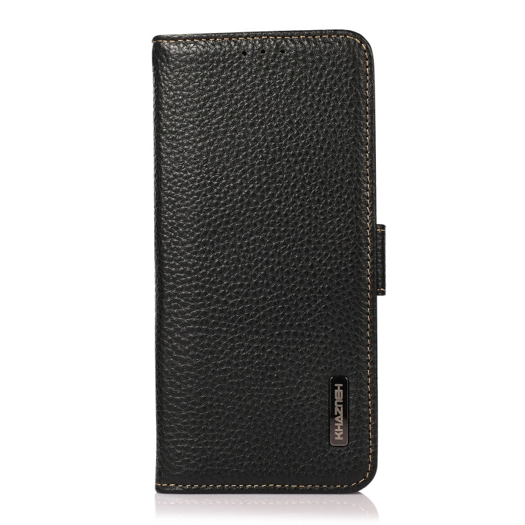KHAZNEH Side-Magnetic Litchi Genuine Leather RFID Case