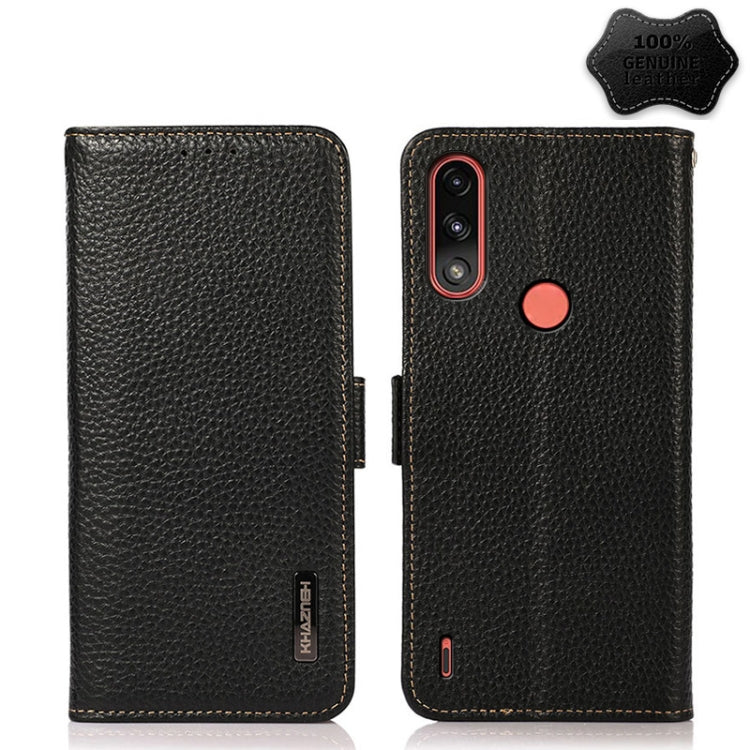 KHAZNEH Side-Magnetic Litchi Genuine Leather RFID Case
