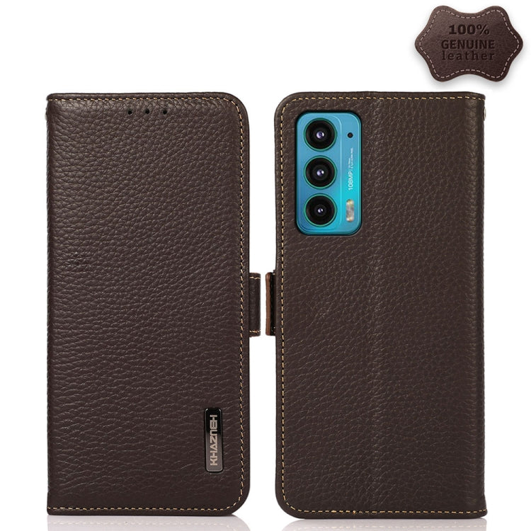 KHAZNEH Side-Magnetic Litchi Genuine Leather RFID Case