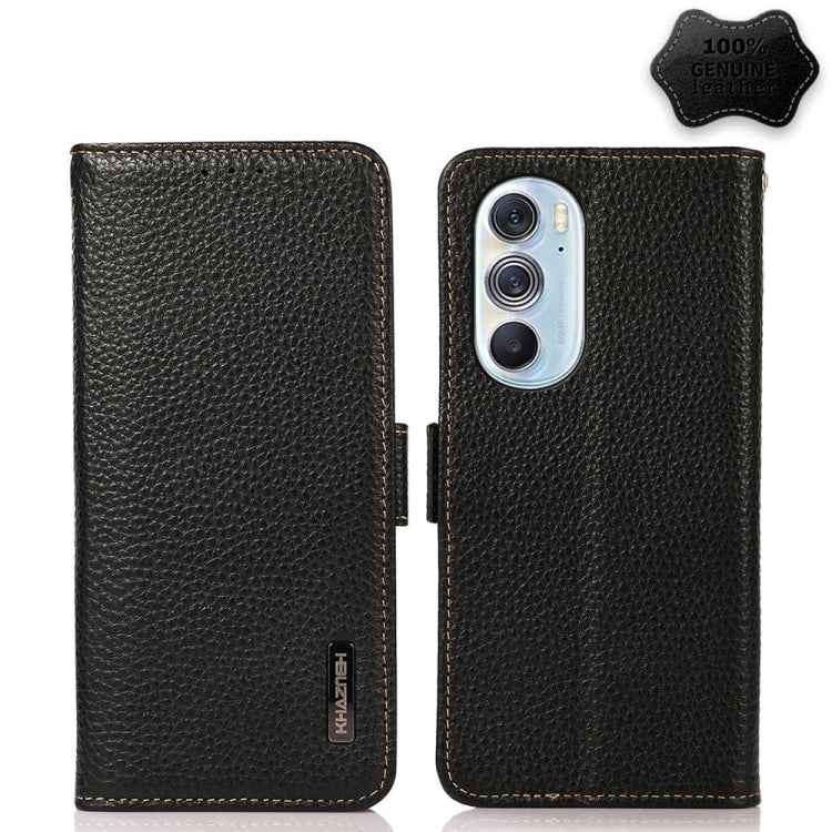 KHAZNEH Side-Magnetic Litchi Genuine Leather RFID Case