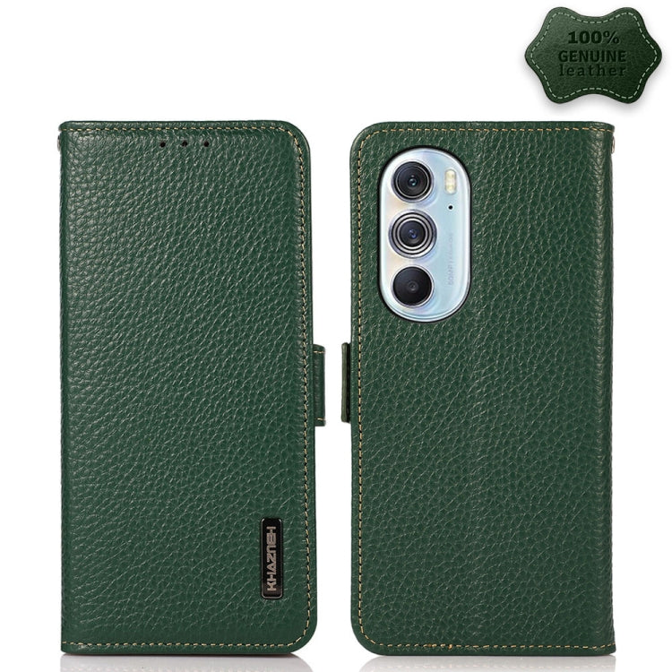 KHAZNEH Side-Magnetic Litchi Genuine Leather RFID Case