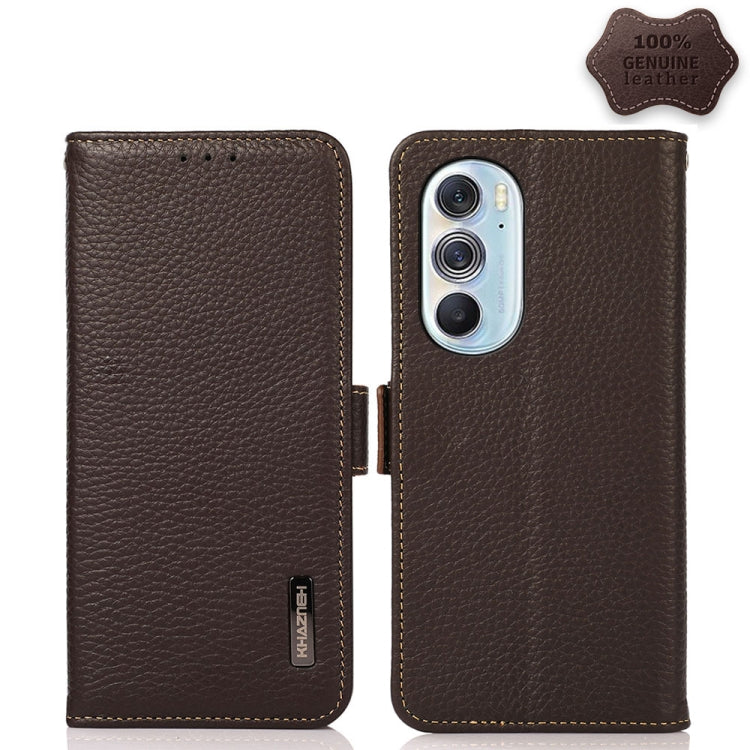 KHAZNEH Side-Magnetic Litchi Genuine Leather RFID Case