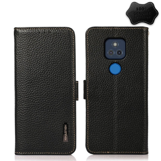 KHAZNEH Side-Magnetic Litchi Genuine Leather RFID Case, For Motorola Moto G Play 2021, For Motorola Moto G Power 2021, For Motorola Moto G Power 2022, For Motorola G Pure, For Motorola Moto G Stylus 5G, For Motorola Moto G Stylus 2021