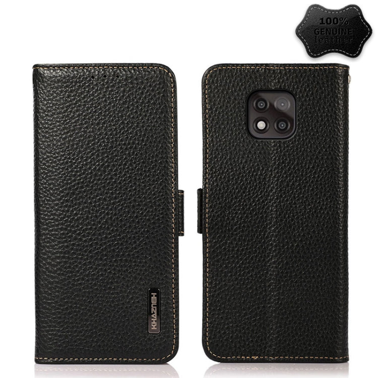 KHAZNEH Side-Magnetic Litchi Genuine Leather RFID Case