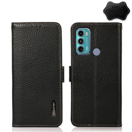 KHAZNEH Side-Magnetic Litchi Genuine Leather RFID Case, For Motorola Moto G60 / G40 Fusion, For Motorola Moto G60S, For Sony Xperia 1 III, For Sony Xperia 5 III, For Sony Xperia 10 III, For Sony Xperia Pro-I, For vivo Y76s 5G, For Google Pixel 6 Pro