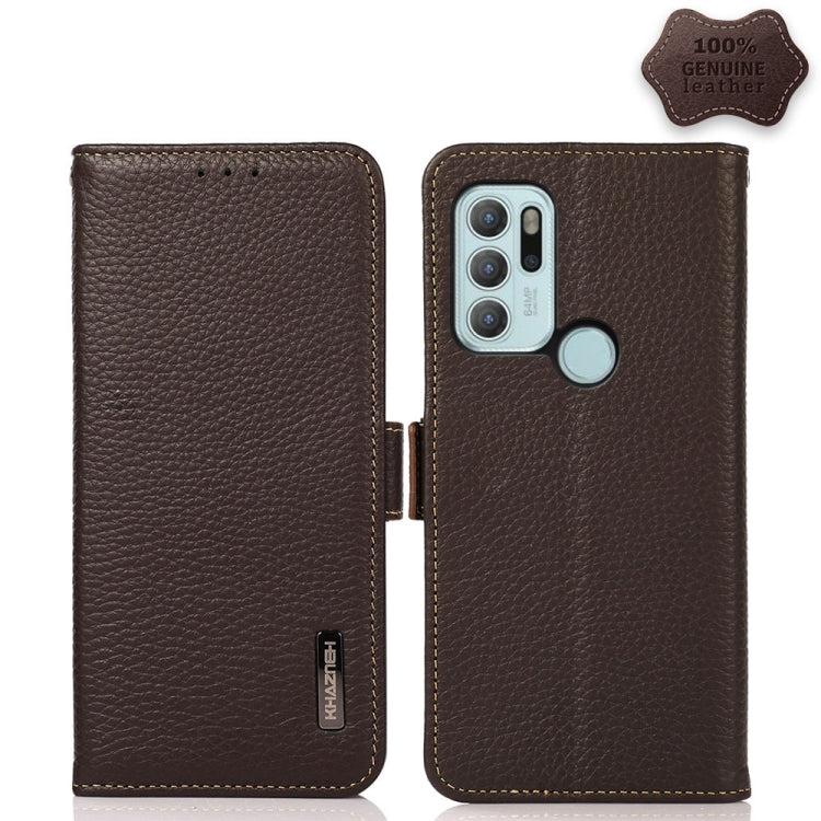 KHAZNEH Side-Magnetic Litchi Genuine Leather RFID Case, For Motorola Moto G60 / G40 Fusion, For Motorola Moto G60S, For Sony Xperia 1 III, For Sony Xperia 5 III, For Sony Xperia 10 III, For Sony Xperia Pro-I, For vivo Y76s 5G, For Google Pixel 6 Pro