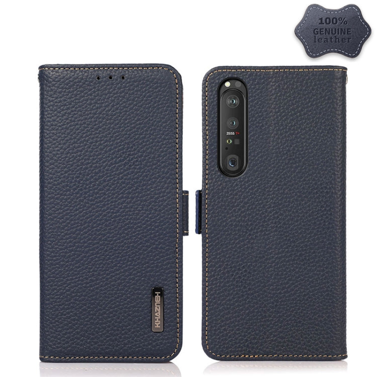 KHAZNEH Side-Magnetic Litchi Genuine Leather RFID Case, For Motorola Moto G60 / G40 Fusion, For Motorola Moto G60S, For Sony Xperia 1 III, For Sony Xperia 5 III, For Sony Xperia 10 III, For Sony Xperia Pro-I, For vivo Y76s 5G, For Google Pixel 6 Pro